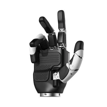 Inspire RH56DFTP Dexterous Hand Back View Inspire RH56DFTP dexterous hand back view showing the white dorsal shell, five extended fingers and wrist mount on a white background