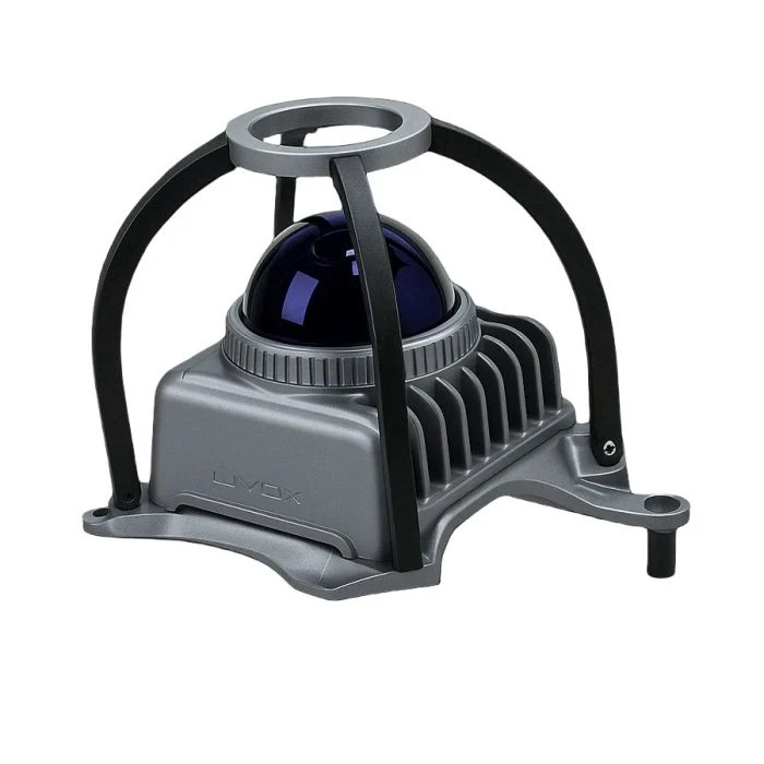 MID360 LiDAR Unitree kit with metal protective frame and mounting bracket mid360 lidar Unitree kit: Livox sensor seated in metal protective frame with mounting bracket, front angle view on white background