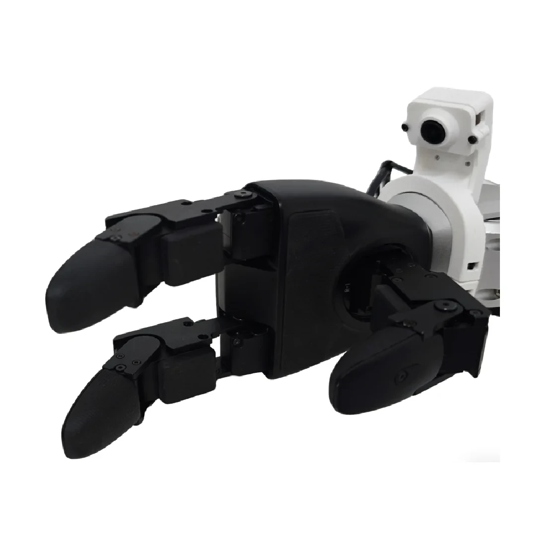 Unitree Dex3-1 Tactile Dexterous Hand Front View Unitree Dex3-1 tactile dexterous hand front view with all three fingers raised, showing the textured tactile sensor pads on the palm, finger pads and fingertips