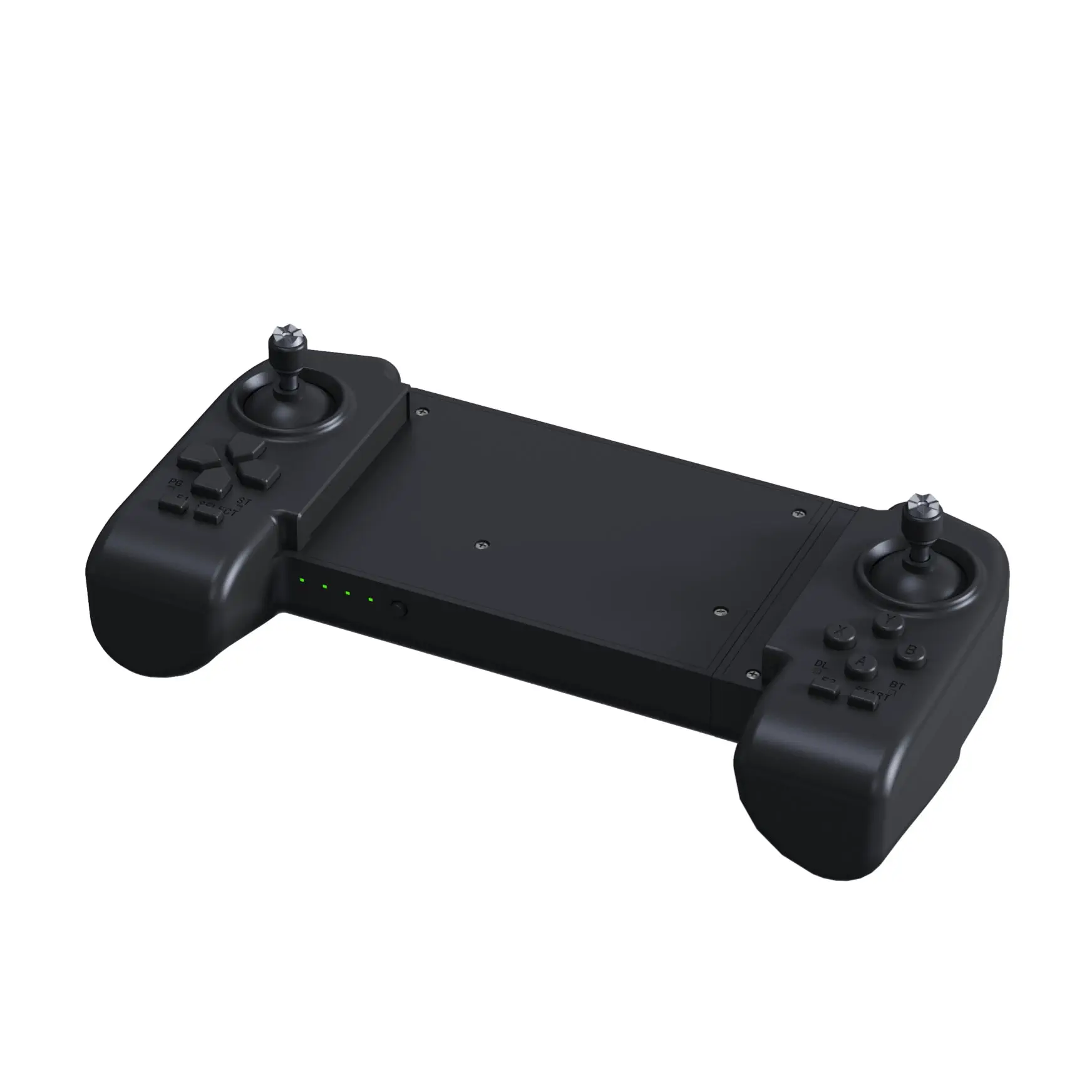Unitree Go2 remote controller – basic version top view showing dual joysticks and control buttons Unitree Go2 remote controller basic version top view showing dual joysticks, F1/F3 calibration buttons and LED indicators on a white background